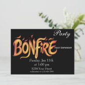 燃えるような焚き火のワードアート 招待状 (スタンド正面)