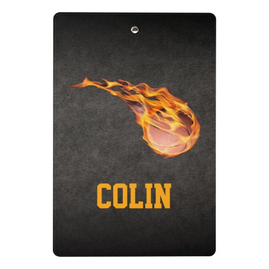 燃えるような熱い炎のバスケットボール ミニクリップボード (裏面)