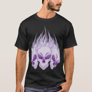 燃えるような紫色のスカル Tシャツ