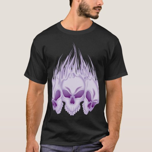燃えるような紫色のスカル Tシャツ (正面)