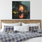 燃えるような荒廃の前のシルエット 日没 キャンバスプリント (インサイチュ (寝室))