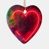 燃えるような赤いハートのバレンタイン ツリー オーナメント (右)