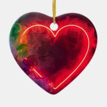 燃えるような赤いハートのバレンタイン ツリー オーナメント
