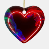燃えるような赤いハートのバレンタイン ツリー オーナメント (裏面)