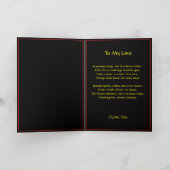 燃えるような赤いバレンタインハートの愛と詩 カード (内部)