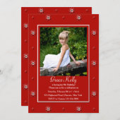 燃えるような赤い写真カード 招待状 (正面/裏面)