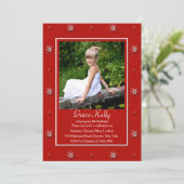 燃えるような赤のフォトカード 招待状 (スタンド正面)