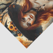 燃えるような赤毛の秋のひまわり魔女 薄葉紙 (詳細)