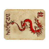 燃えるような金属ルックのトライバルドラゴン3 Asian Art Magnet マグネット (横)