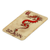 燃えるような金属ルックのトライバルドラゴン3 Asian Art Magnet マグネット (左側)