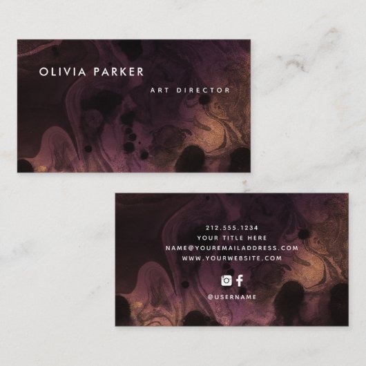 燃えるような黒い大理石 |劇的な水色の外観 名刺 (正面/裏面)