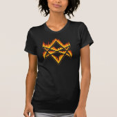 燃えるようなUnicursal六芒星のTシャツ Tシャツ (正面)