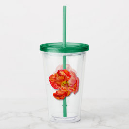 燃えるオレンジのオウムのチューリップデジタルアート アクリルタンブラー