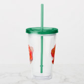 燃えるオレンジのオウムのチューリップデジタルアート アクリルタンブラー (右)