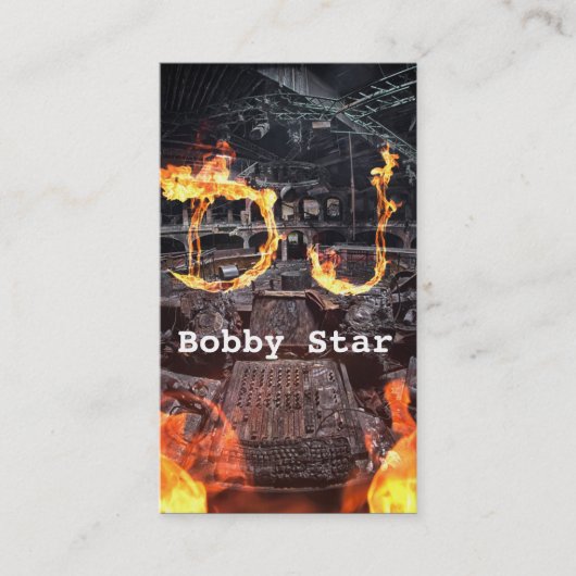 燃えるカッコいいDJは炎を署名します名刺に協力させます 名刺 (正面)