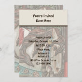 燃えるカルーセル馬の鉛筆アートパーティー 招待状 (正面/裏面)