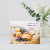 燃えるキャンドルとラベンダーのスパシーン シーズンポストカード (スタンド正面)