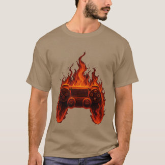 燃えるゲームコントローラー ゲーマー コンソールゲーム好き Tシャツ