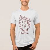 燃えるコーギー 笑える犬のイラスト トライブレンドTシャツ (正面)