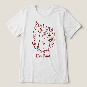 燃えるコーギー 笑える犬のイラスト トライブレンドTシャツ