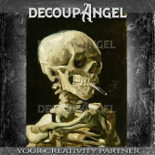 燃えるゴッホのデカップタバコを持つファンスカル 薄葉紙