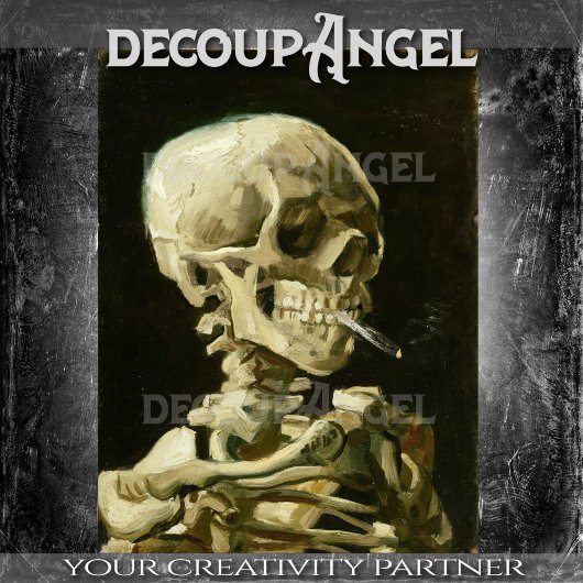 燃えるゴッホのデカップタバコを持つファンスカル 薄葉紙