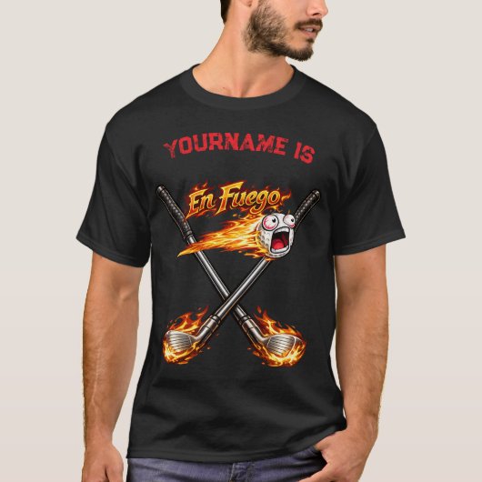 燃えるゴルフボール - 面白い炎のゴルフボールと Tシャツ (正面)