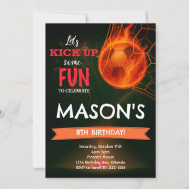 燃えるサッカーボールの誕生日招待状 招待状