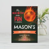 燃えるサッカーボールの誕生日招待状 招待状 (スタンド正面)