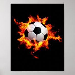 燃えるサッカーボール ポスター