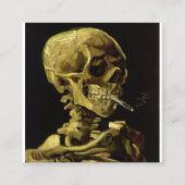 燃えるシガレットビンセント付き骨格のスカル スクエア名刺 (正面)