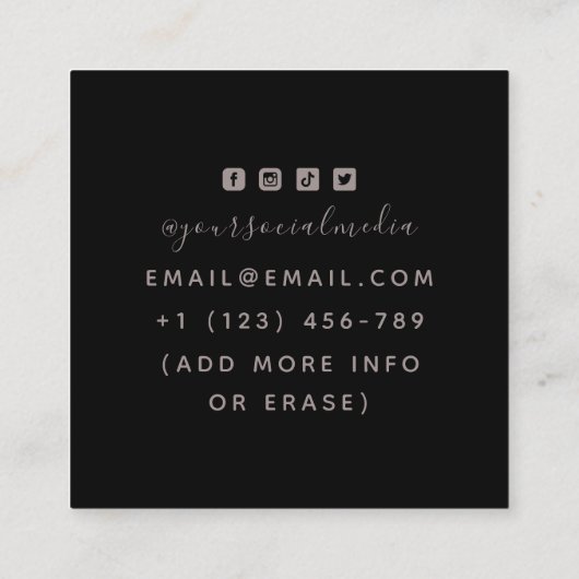 燃えるスカルサイコロウィングズゴシッククールタトゥーアーティスト スクエア名刺 (裏面)