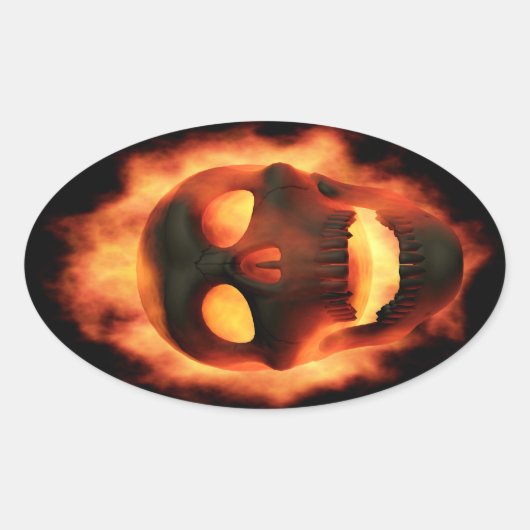 燃えるスカルシール 楕円形シール (正面)
