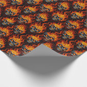 燃えるスカルデザインゴシックのタトゥーロックとロールs ラッピングペーパー (角)