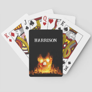 燃えるスカルフレイムファイアサークルモノグラム トランプ