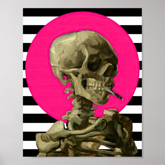 燃えるタバコをくわえた骸骨 ポスター (正面)