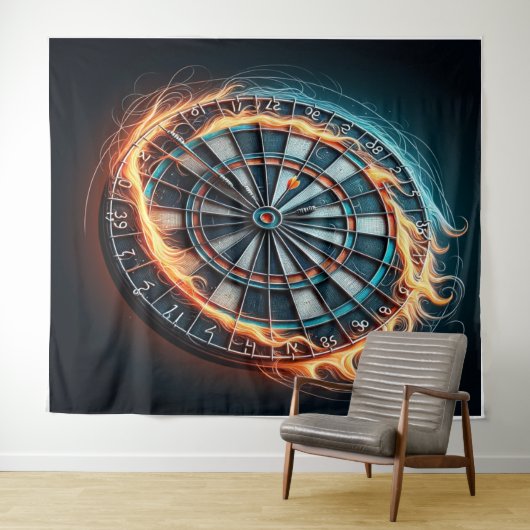 燃えるダーツアリーナダーツの情熱に火を付ける タペストリー (インサイチュ(横))