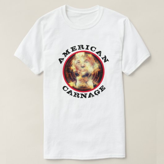 燃えるトランプとのアメリカの虐殺 Tシャツ (デザイン正面)