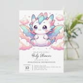 燃えるドラゴンのベビーシャワー 招待状 (スタンド正面)