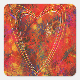 燃えるハートのシール スクエアシール