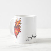 燃えるハート。 コーヒーマグカップ (正面左)