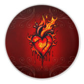 燃えるハート。 セラミックノブ (正面)