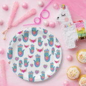 燃えるハート&ハンズウォーターカラーバレンタイン愛 ペーパープレート (パーティー)