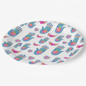 燃えるハート&ハンズウォーターカラーバレンタイン愛 ペーパープレート (アングル)