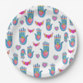 燃えるハート&ハンズウォーターカラーバレンタイン愛 ペーパープレート (正面)