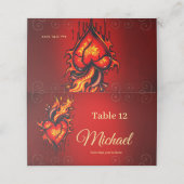 燃えるハート。 プレイスカード (外部開封)