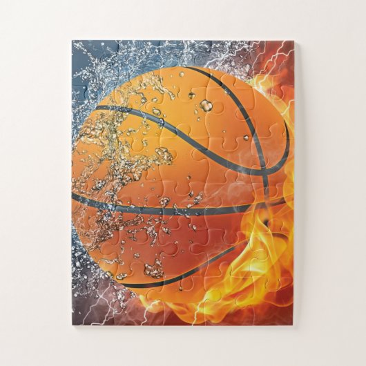 燃えるバスケットボール ジグソーパズル (縦)