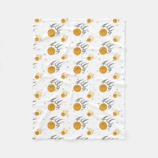燃えるバスケットボール フリースブランケット (正面)