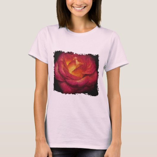 燃えるバラ油絵 Tシャツ (正面)
