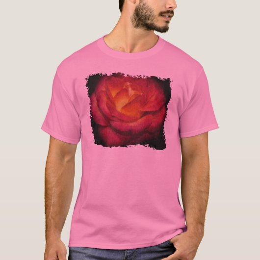 燃えるバラ油絵 Tシャツ (正面)